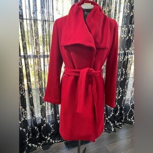 Textured woven ankle length coat